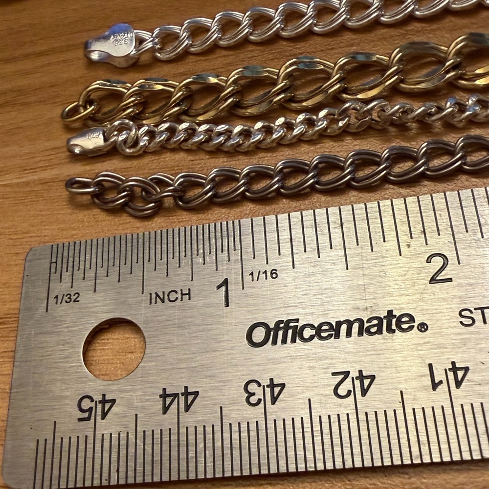 Set of Four EUC 925 Sterling Silver Curb Chain Charm Bracelets - Picture 15 of 15